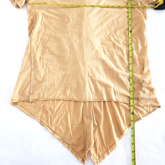 XCVI Tan Blouse Women SIZE XS Hi Low Fitted Short Sleeve Casual Cute Top FLAW - Picture 10 of 11